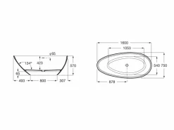 Bañera De STONEX® Oval Perla Con Desagüe Click-clack Y Sifón – Kauai – Roca – A2486170P0