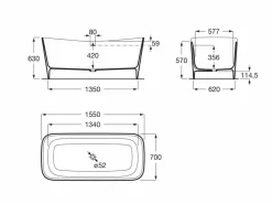 Bañera De STONEX® Rectangular Perla Con Desagüe Click-clack Y Sifón – Maui – Roca – A2485020P0