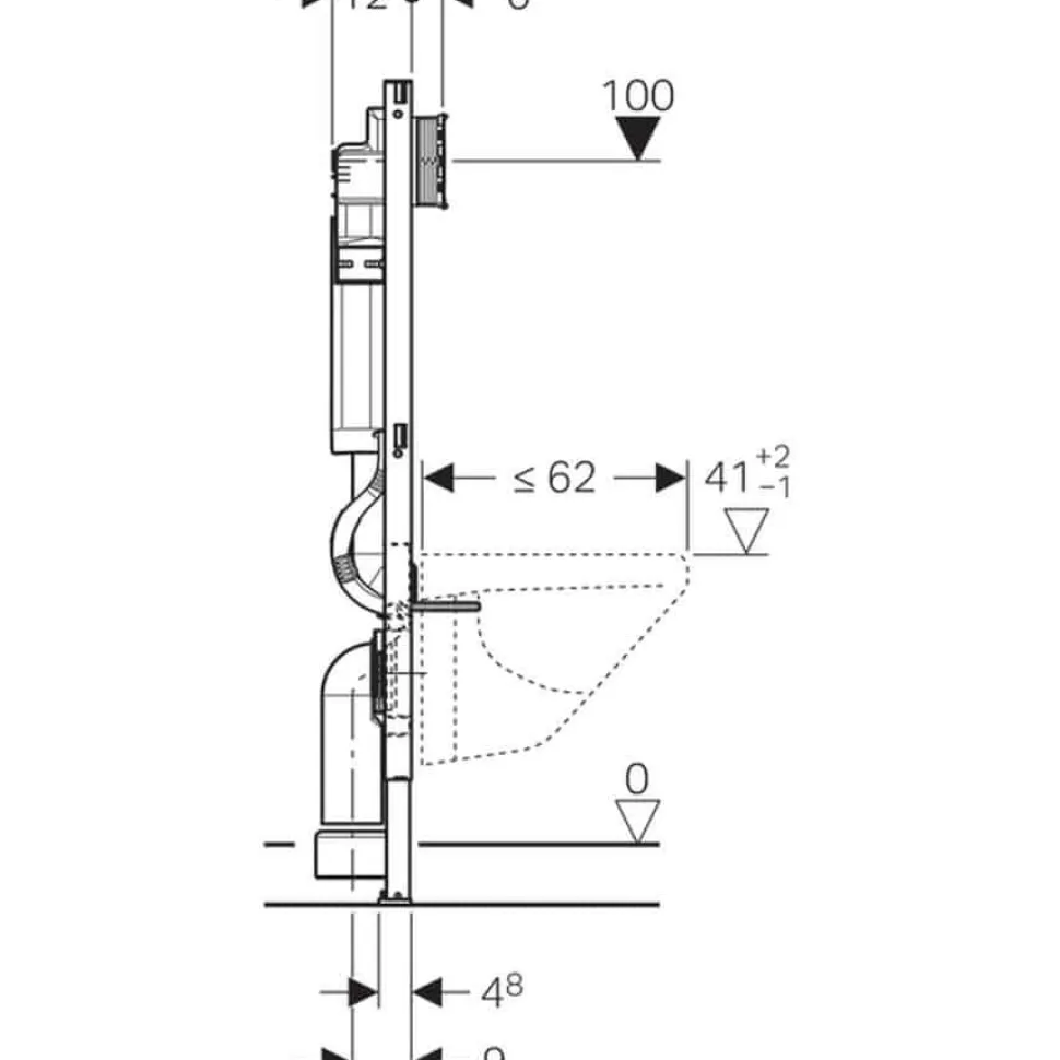 Bastidor Para Inodoro Suspendido 112 Cm , Con Cisterna Empotrada 12 Cm , Codo De Desague Pvc – Duofix – Geberit