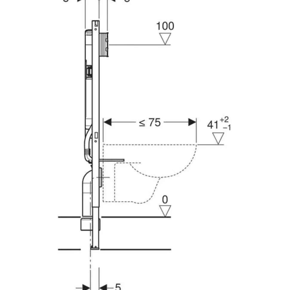 Bastidor Para Inodoro Suspendido , 114cm , Con Cisterna Empotrada Sigma 8 Cm , Codo De Desague De Pvc – Duofix – Geberit