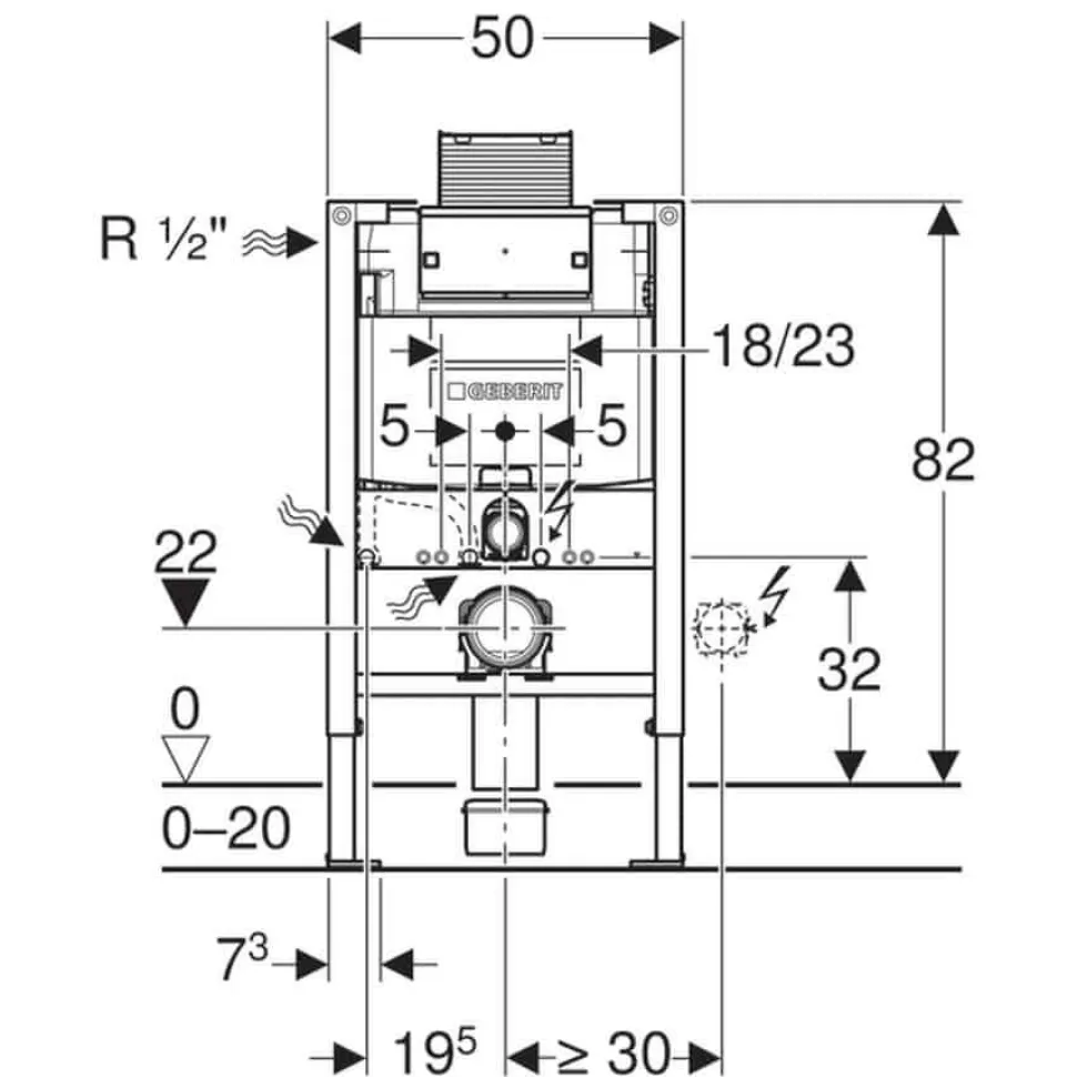 Bastidor Para Inodoro Suspendido , 82 Cm , Con Cisterna Empotrada Omega 12 Cm – Duofix – Geberit