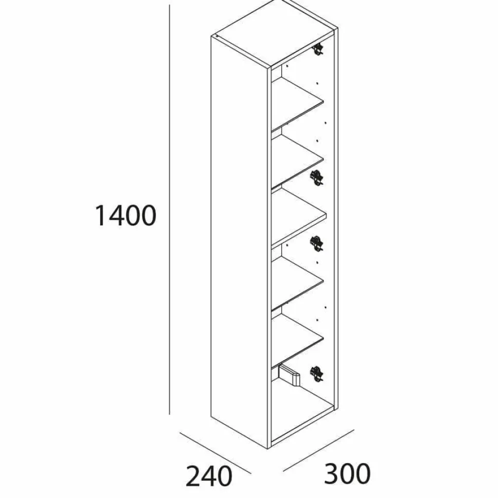 Columna Auxiliar Pilar 1 Puerta Con Cierre Amortiguado, Reversible Y Baldas De Madera. Tirador Incluido – Attila – Salgar