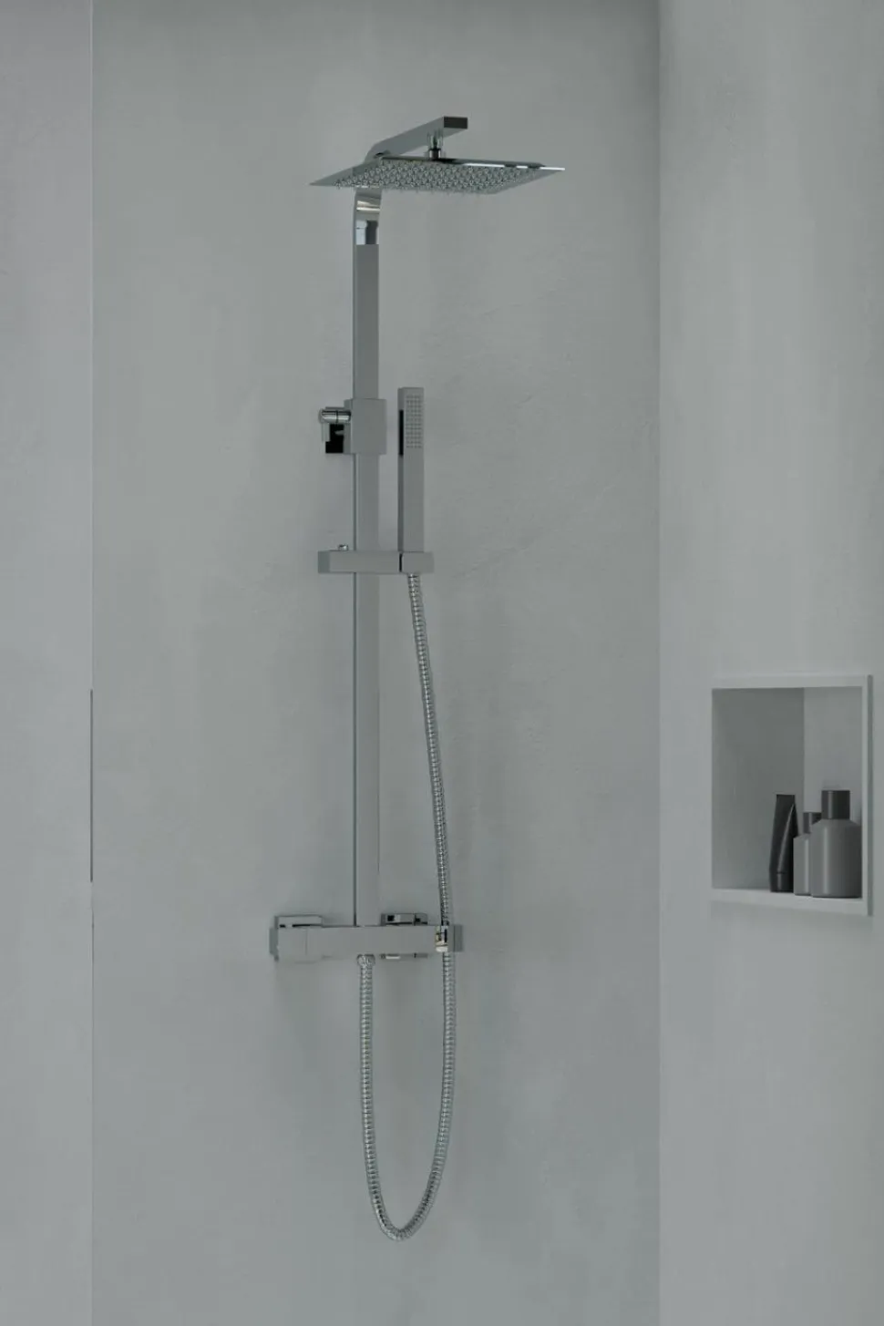 Columna De Ducha Luxor Con Termostática, Rociador Acero Inoxidable AISI304 De 25×25 Cm. – 20LUC25LUD02 – AQG