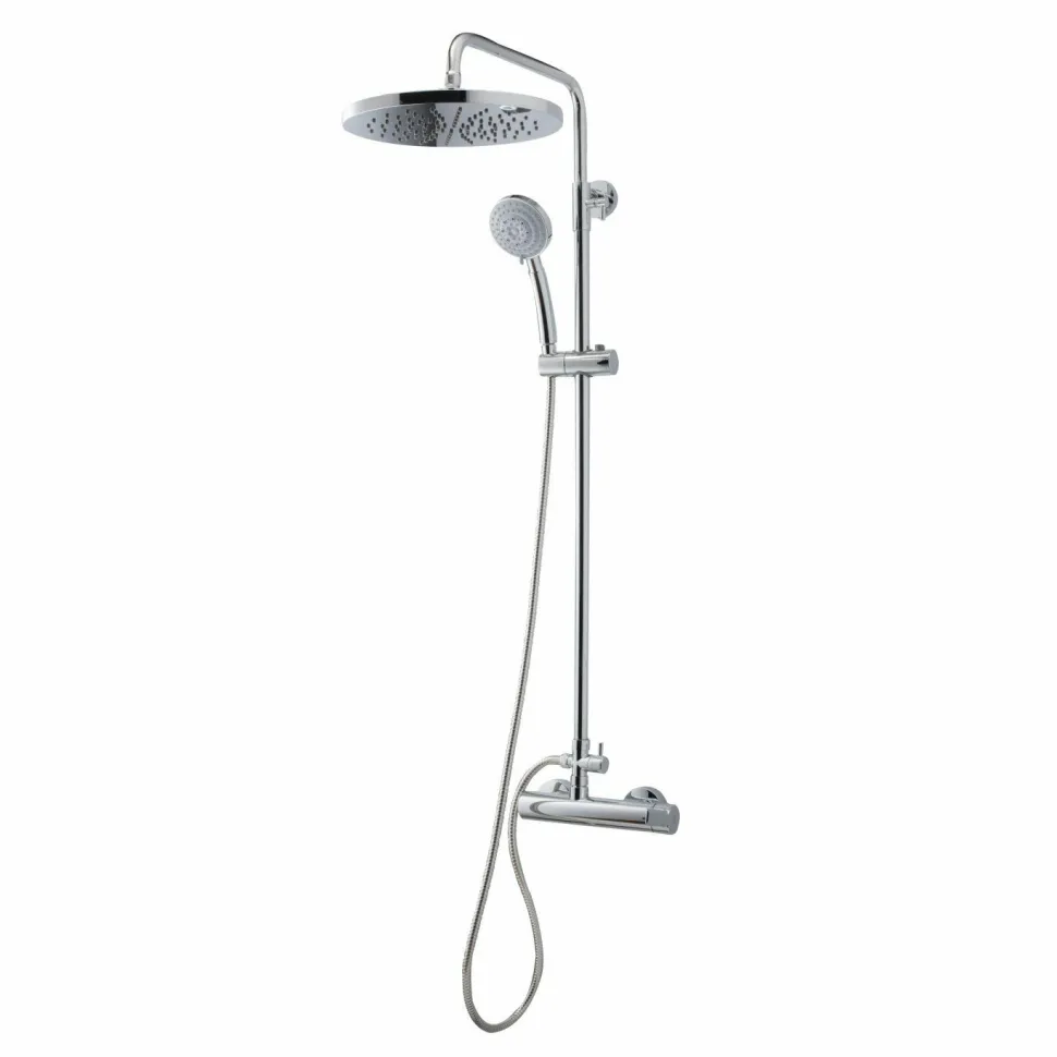 Columna De Ducha Mezcladora Con Columna 250mm Abs, Flexo Inox Y Maneral Pysa 5 Funciones Cromo – Karim Due – Galindo – 88950300