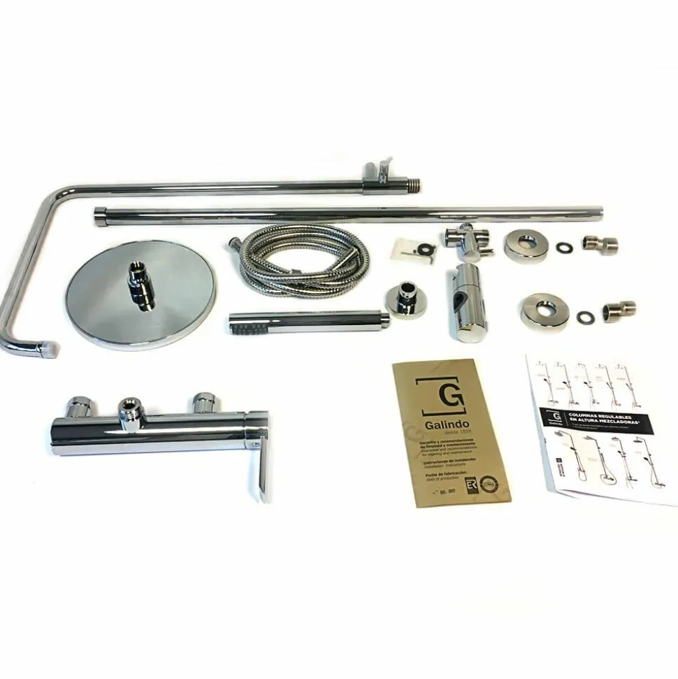 Columna De Ducha Mezcladora Con Columna 250mm Abs, Flexo Inox Y Maneral Pysa 5 Funciones Cromo – Karim Due – Galindo – 88950300