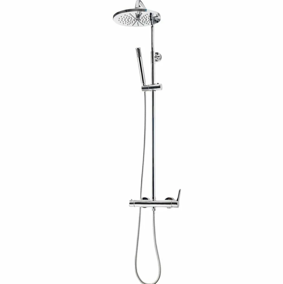 Columna De Ducha Mezcladora Cónico Blanco Rociador 300 Mm Inox Y Flexo Pvc – 71750304 – Galindo – LuxCover