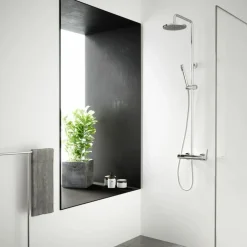 Columna De Ducha Mezcladora Cónico Blanco Rociador 300 Mm Inox Y Flexo Pvc – 71750304 – Galindo – LuxCover