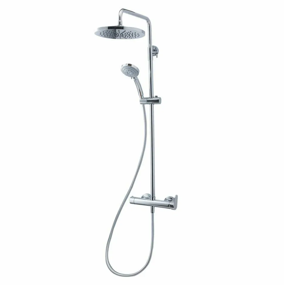Columna De Ducha Mezcladora 200mm Abs, Flexo Pvc Y Maneral Pysa 5 Funciones Cromo – Nine – Galindo – 46250100