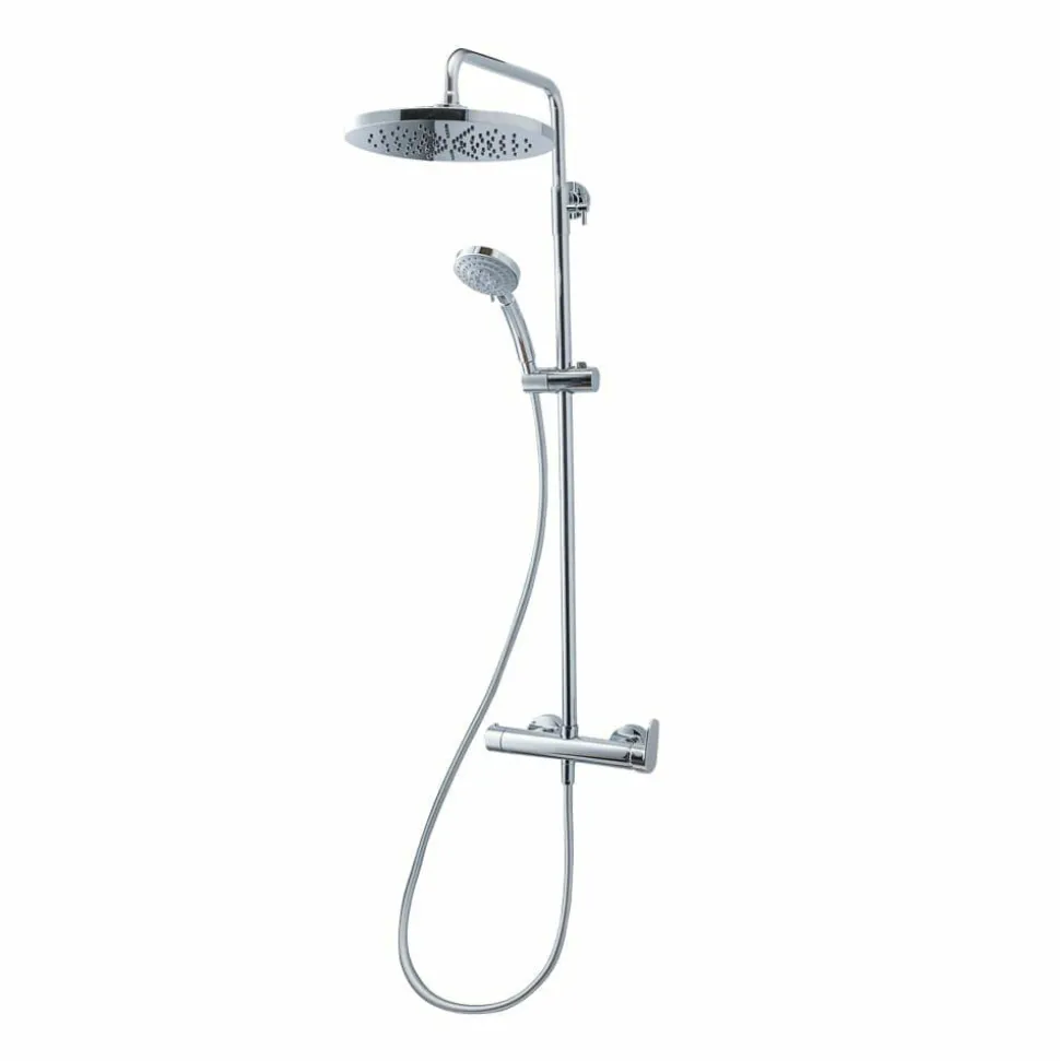 Columna De Ducha Mezcladora Nine Blanco Rociador 300 Mm Inox Y Flexo Pvc – 46250304 – Galindo – LuxCover