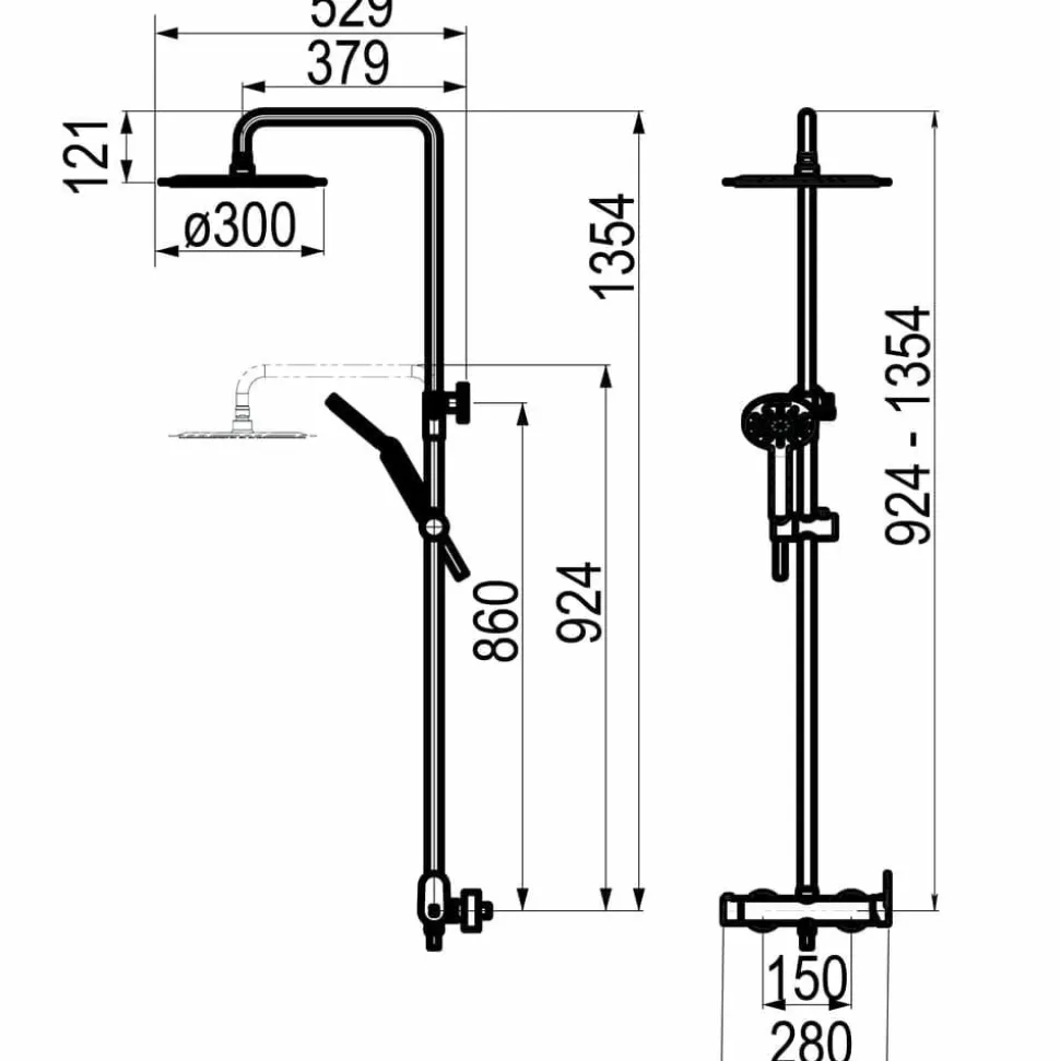 Columna De Ducha Mezcladora Nine Blanco Rociador 300 Mm Inox Y Flexo Pvc – 46250304 – Galindo – LuxCover