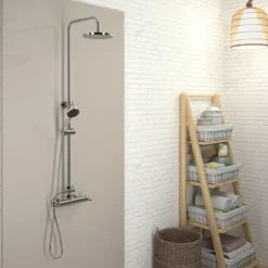 Columna De Ducha Mezcladora Theo Rociador 250 Mm Y Flexo Pvc – 86450301 – Galindo