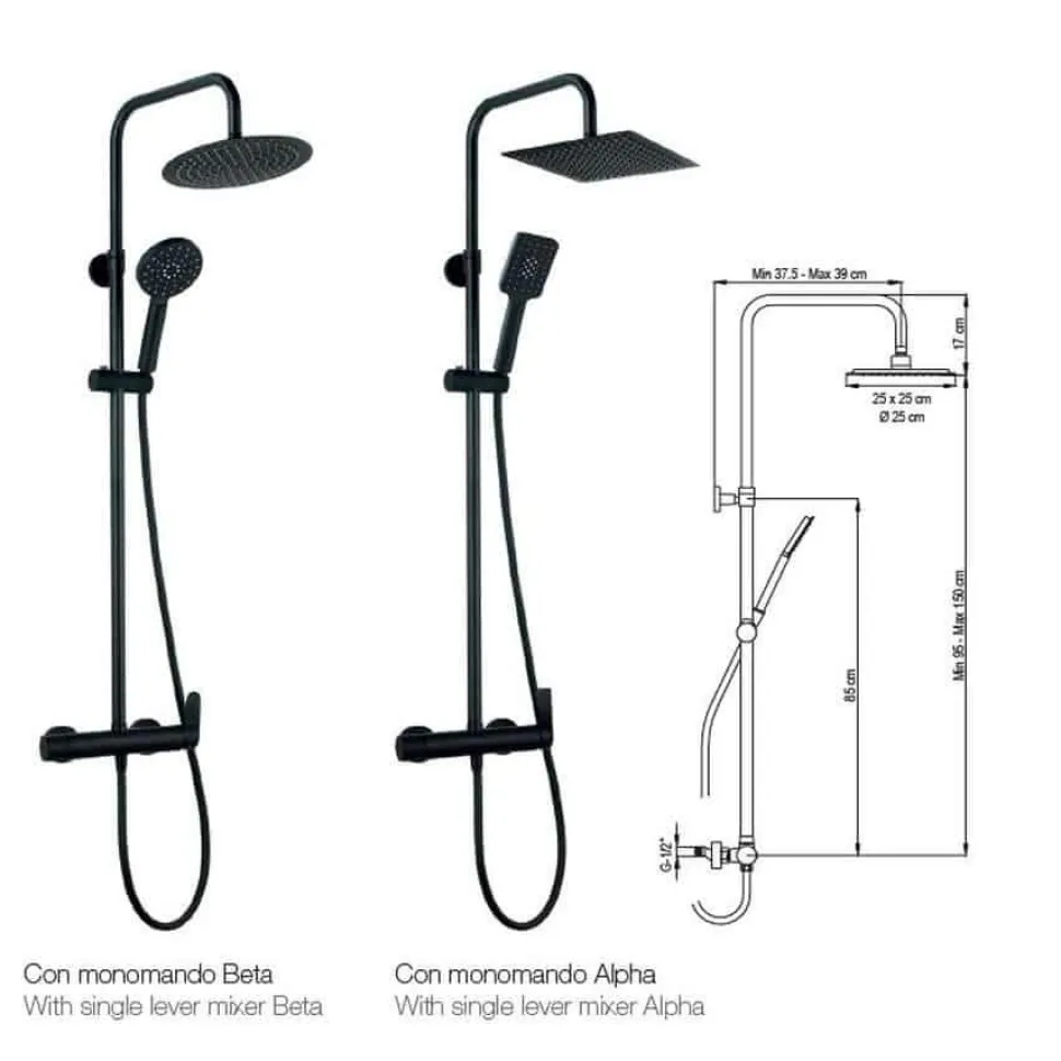 Columna De Ducha Monomando En Acabado Negro – Nite – AQG