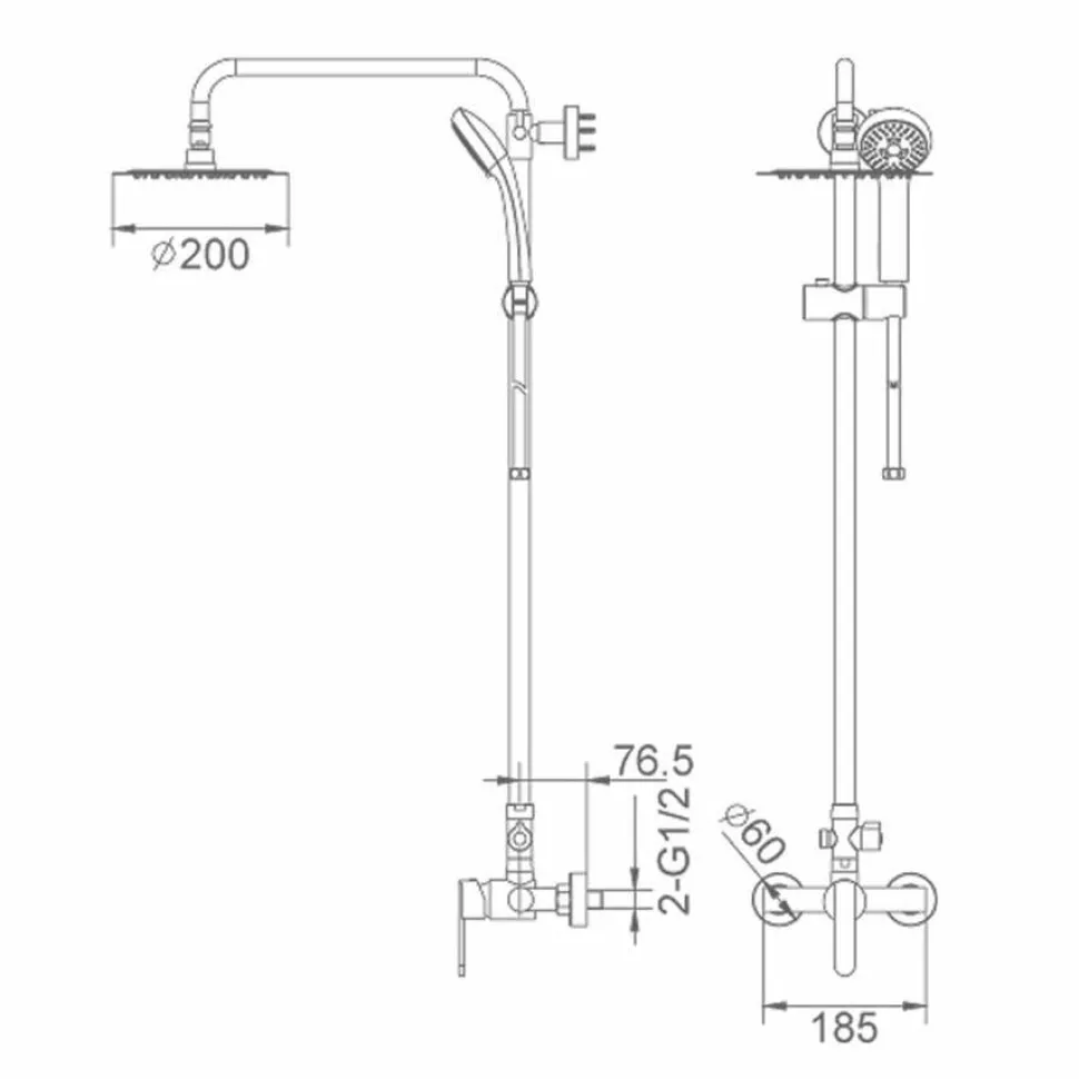 Columna De Ducha Negra – Roma – Imex – BDR001/NG