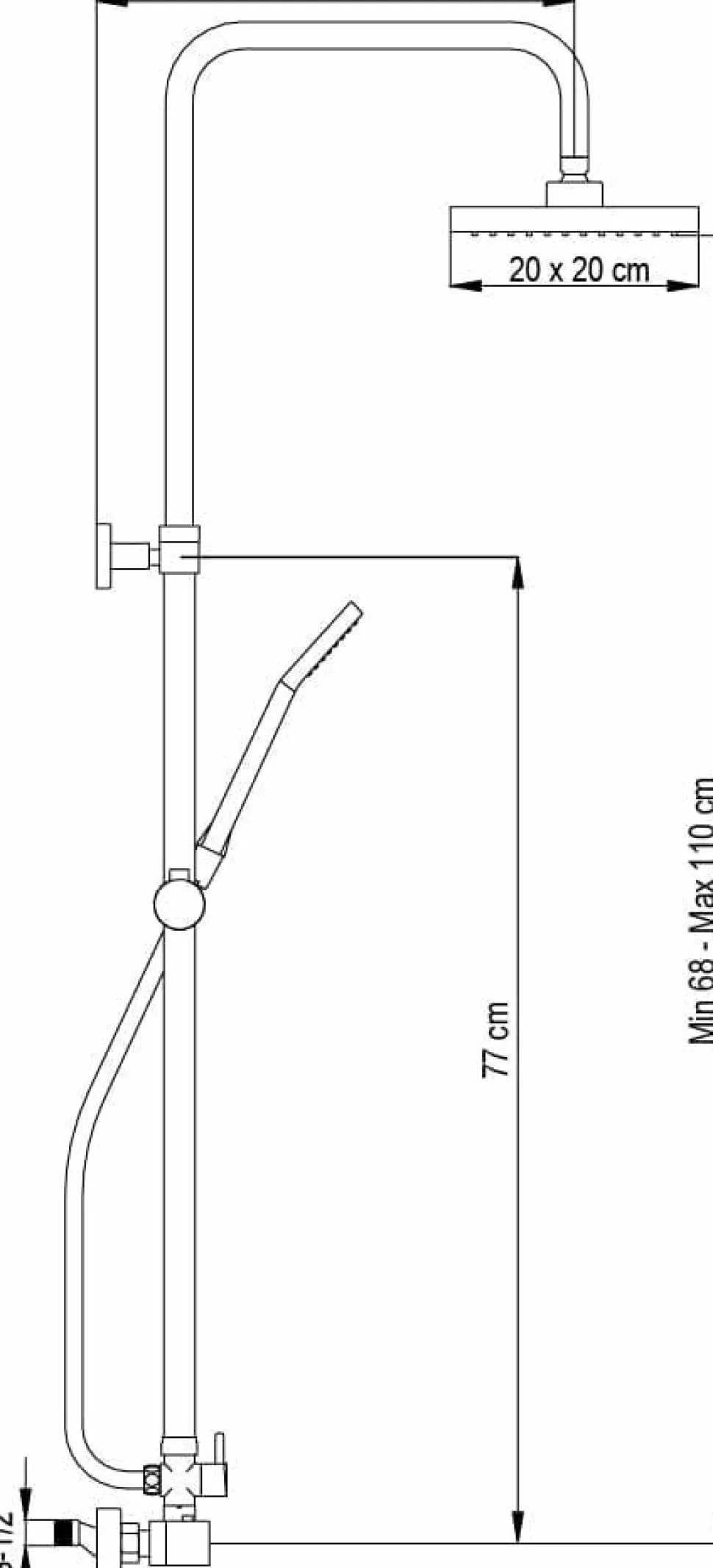Columna De Ducha New Ocean Sin Grifería, Rociador ABS De 20×20 Cm. – 22NOSGR01 – AQG
