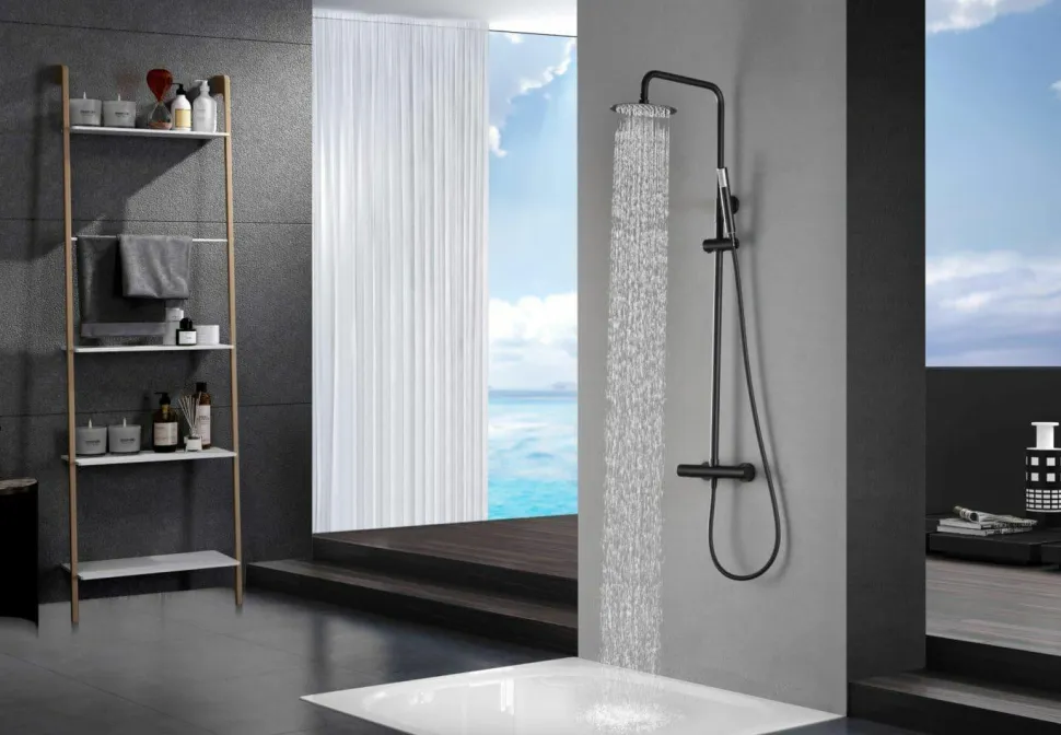 Columna De Ducha Termostatica Negro Mate Con Rociador De 20 Cm De Diametro – BTM039/NG – Monza – Imex