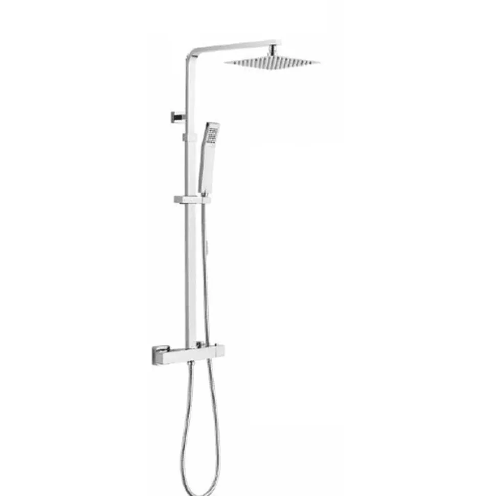 Columna De Ducha Termostática Cuadrada Blanco Mate – Suprema – Aquahome
