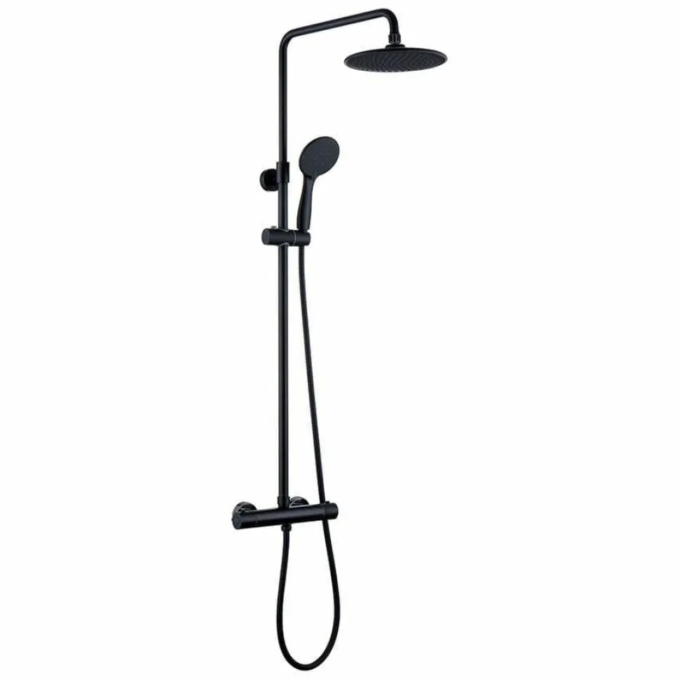 Columna De Ducha Termostática Negra Redonda – Combi – Llavisan – L125994