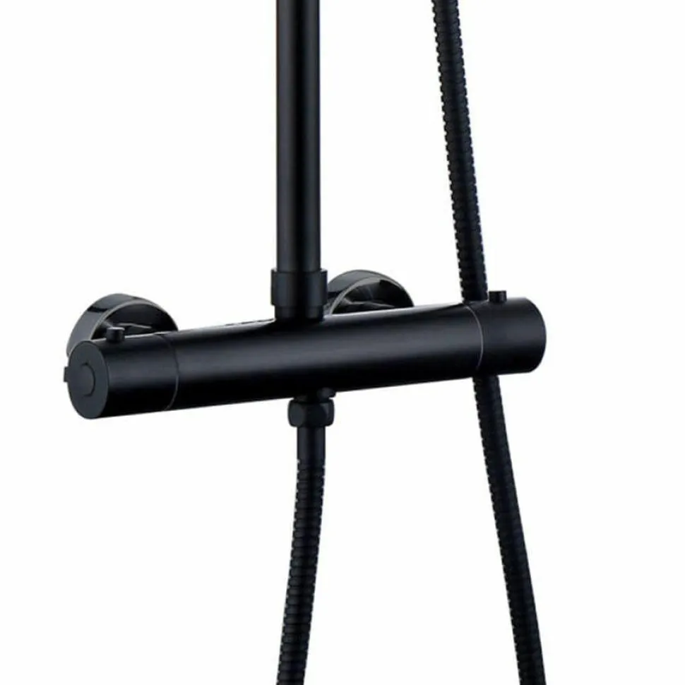 Columna De Ducha Termostática Negra Redonda – Combi – Llavisan – L125994
