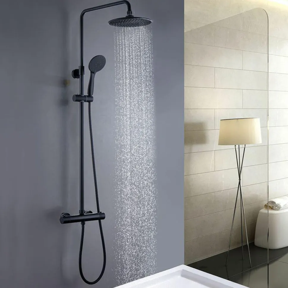 Columna De Ducha Termostática Negra Redonda – Combi – Llavisan – L125994
