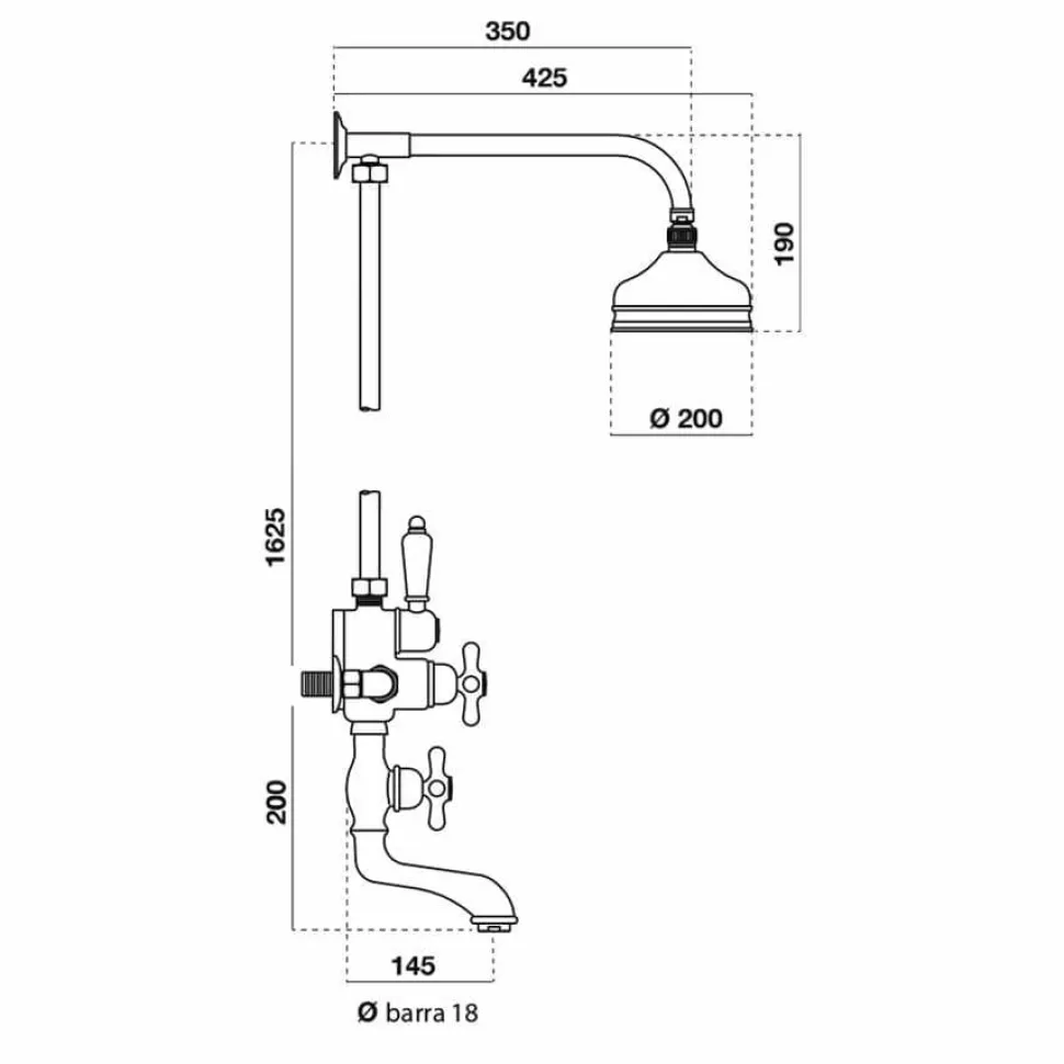 Columna De Ducha Termostática Cromo Con Accesorios De Ducha – Retro – 40049100 – Galindo