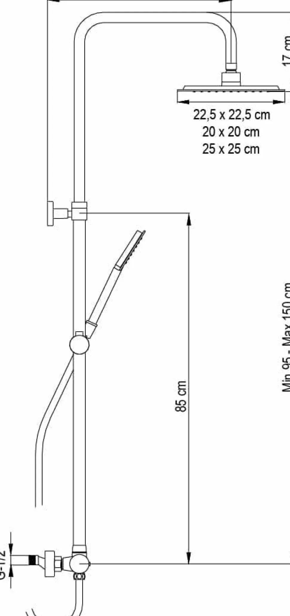 Columna De Ducha Wind Blu SQ Con Monomando, Rociador Acero Inoxidable AISI304 De 25×25 Cm. – 21WBC25AMD02 – AQG
