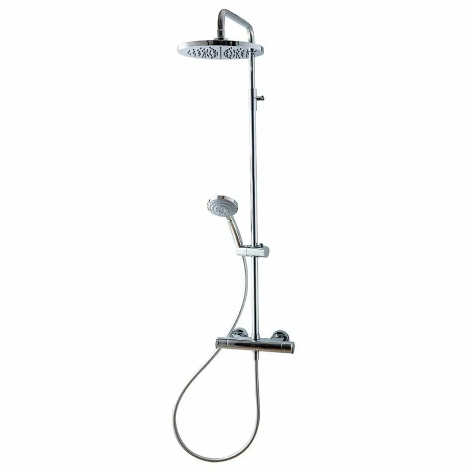 Columna Ducha Termostática Aroha Cuerpo Frío Rociador 200 Mm Abs, Flexo Pvc Y Maneral- 46049301 – Galindo