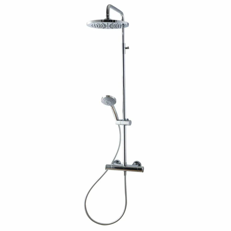 Columna Ducha Termostática Aroha Cuerpo Frío Rociador 200 Mm Abs, Flexo Pvc Y Maneral- 46049301 – Galindo