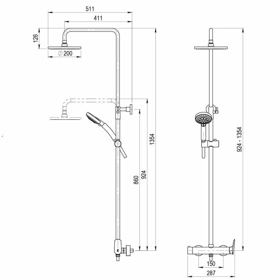 Columna Mezcladora 200 Mm En Abs Y Flexo Inox – 49550100 – Kily – Galindo