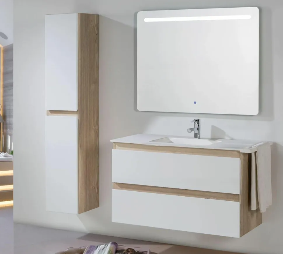 Columna/Pilar Auxiliar 160 Cm Roble Nudos/blanco Brillo – Neus – Muebles Jumar