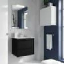 Conjunto Completo Mueble Attila De 2 Cajones, Lavabo De Porcelana, Espejo Y Aplique LED – Attila – Salgar