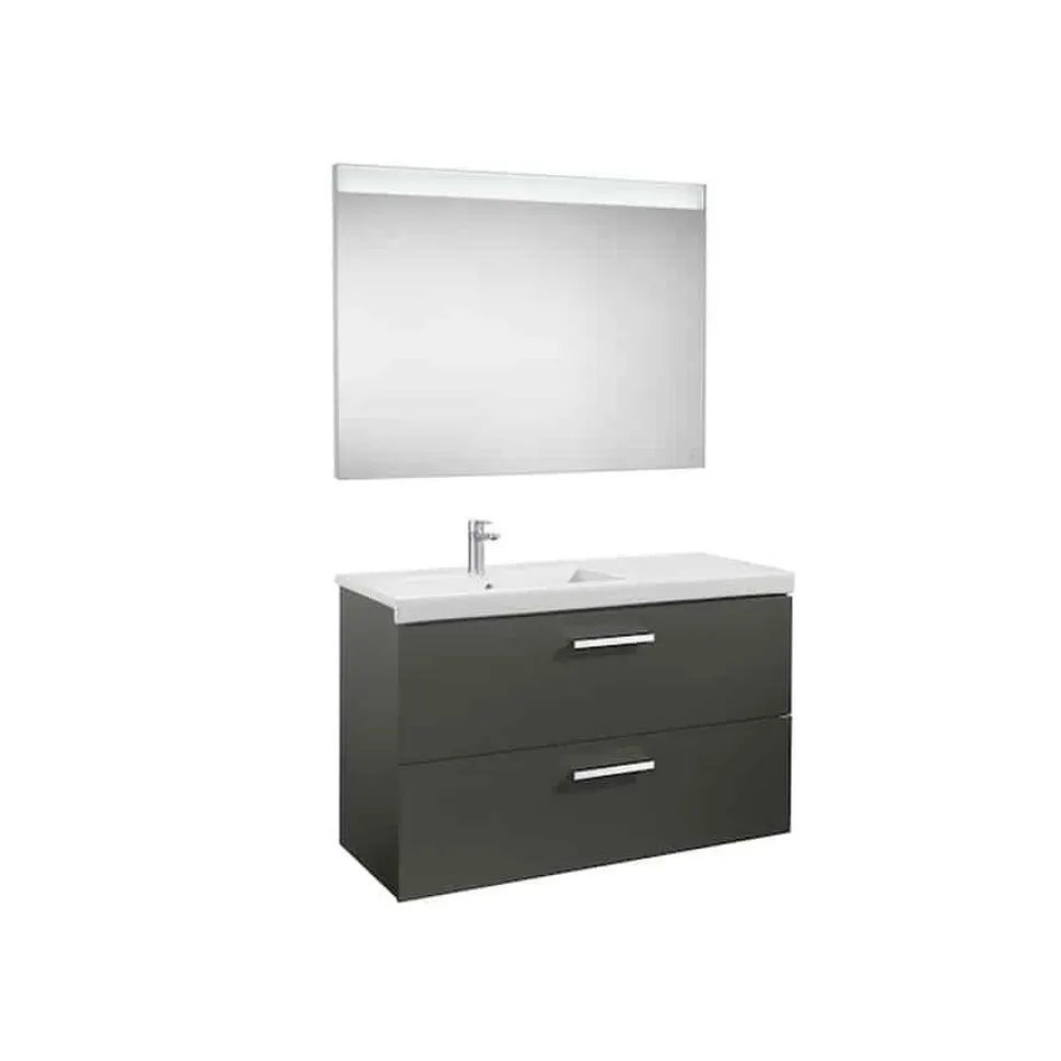 Conjunto Completo Mueble + Lavabo + Espejo Con Luz Integrada (90 O 110 Cm) – Prisma – Roca