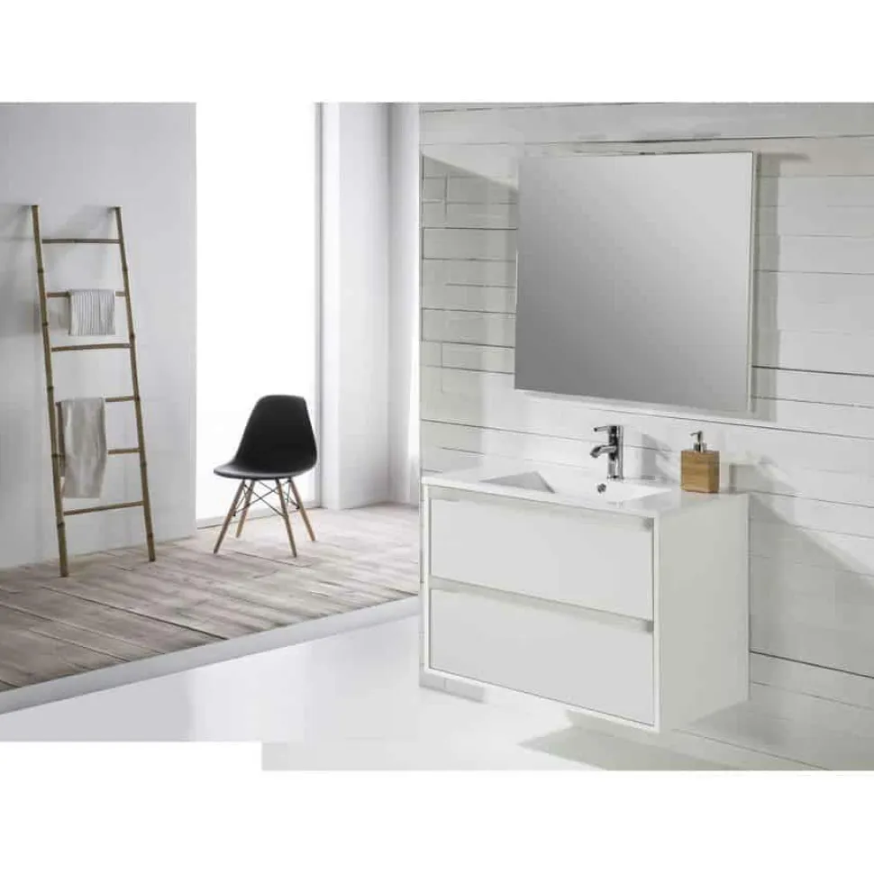 Conjunto De Baño Mueble Suspendido + Lavabo Ceramica + Espejo – Melanie – Jumar