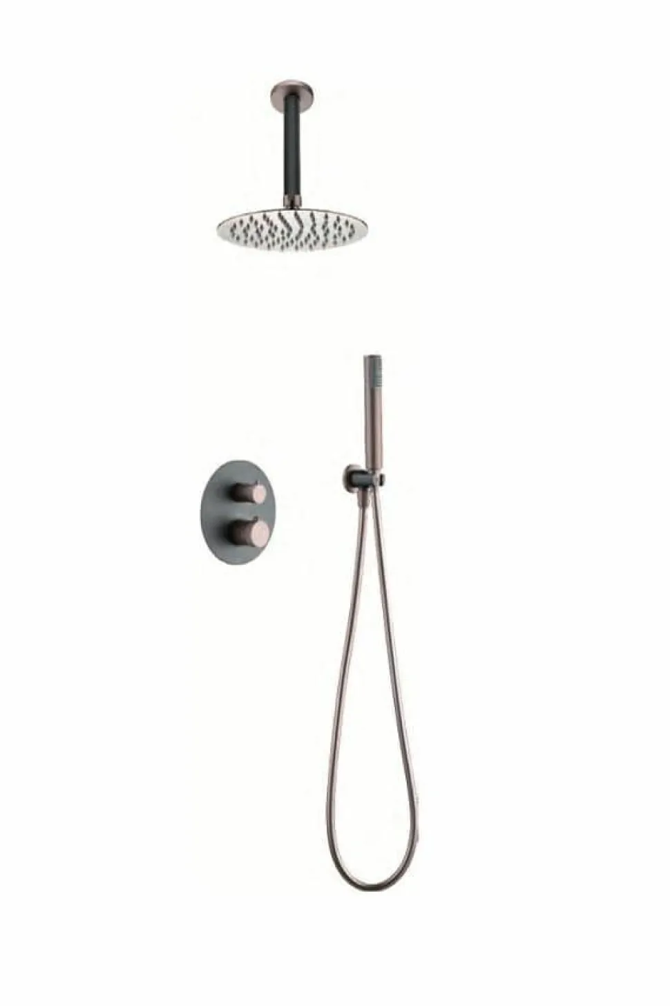 Conjunto Ducha Termostático Empotrado Top Gris Mat – GTQ038/GC – Imex
