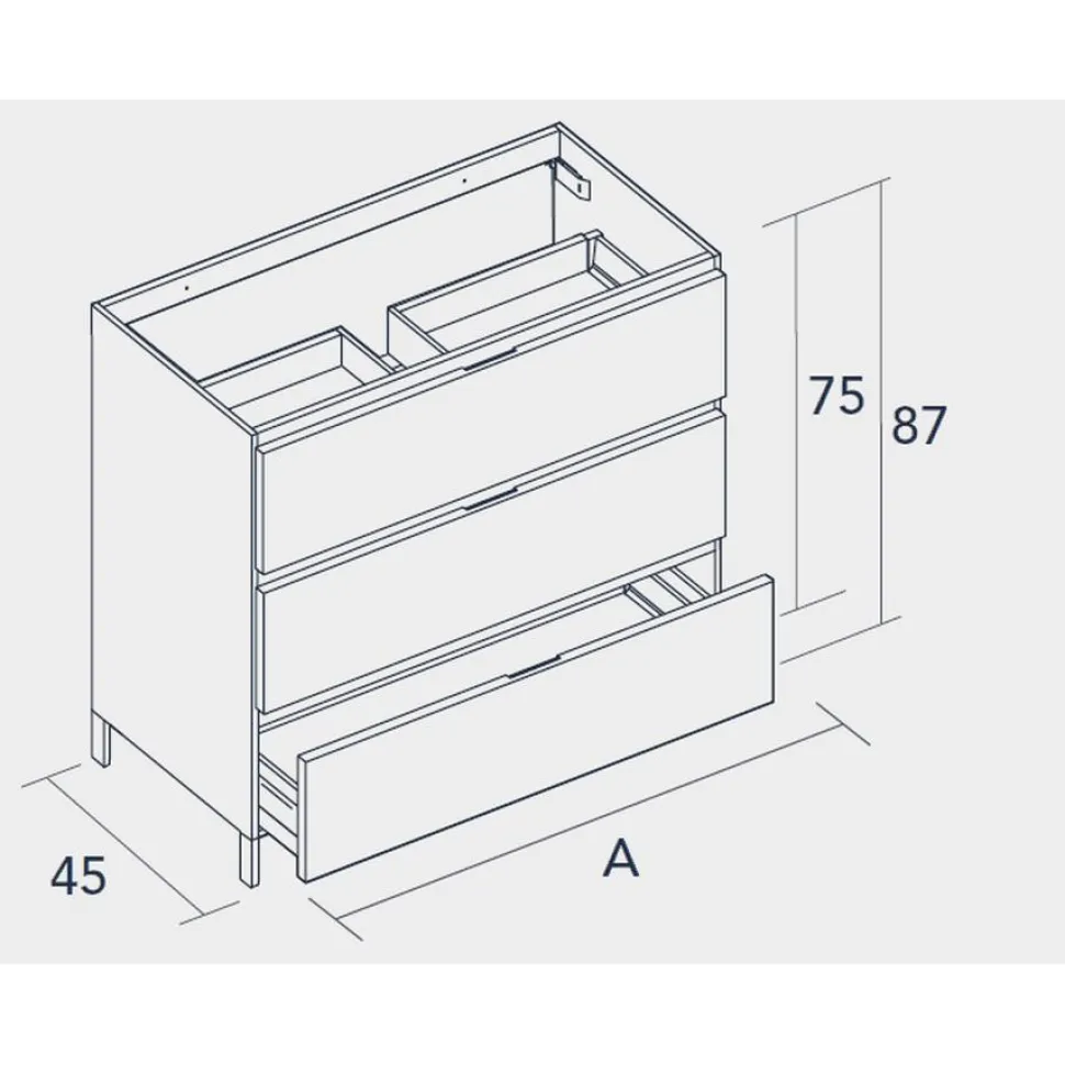 Conjunto Mueble A Suelo 3 Cajones Con Encimera Quadra Life SolidCoat Surface – Serie Life – Baños10