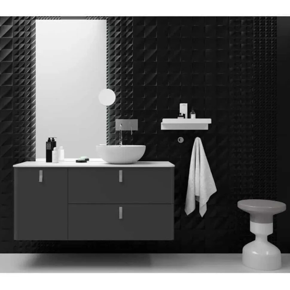 Conjunto Mueble 2 Cajones Y 1 Puerta Izquierda Con Tapa Solid Y De Porcelana – UniiQ – Antracita Mate – Salgar