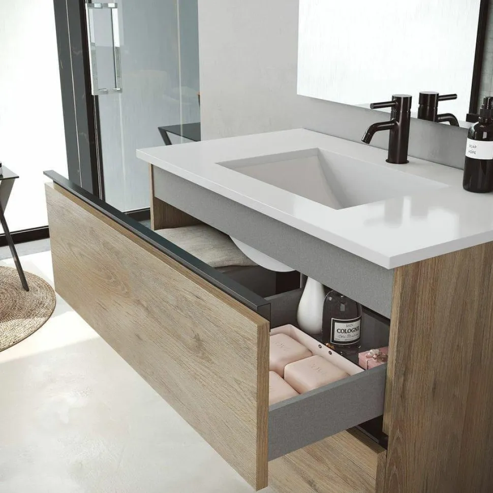 Conjunto Mueble De Baño A Suelo + Lavabo Ceramico Flat – Granada – Visobath