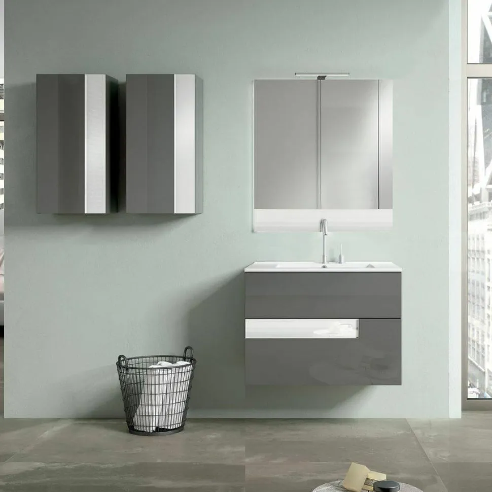 Conjunto Mueble De Baño 2 Cajones + Lavabo + Espejo – Vision – Visobath