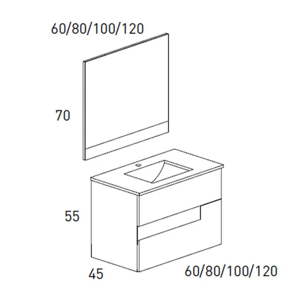 Conjunto Mueble De Baño 2 Cajones + Lavabo + Espejo – Vision – Visobath
