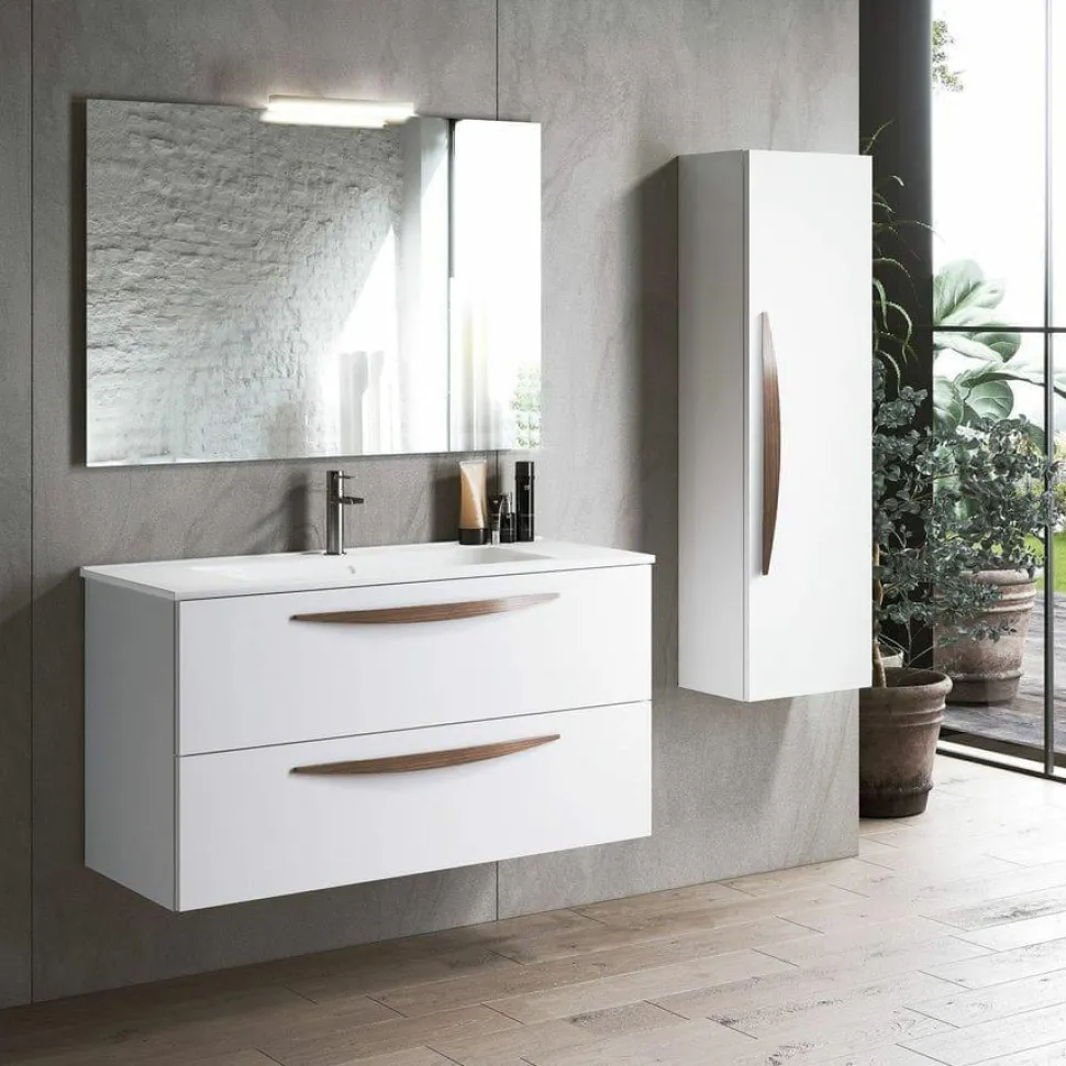 Conjunto Mueble De Baño Suspendido 2 Cajones Con Lavabo Ceramico Ada/flat – Arco – Visobath