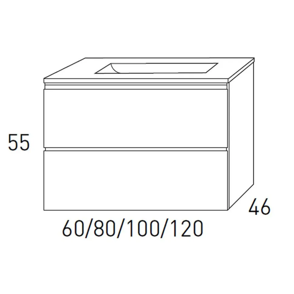 Conjunto Mueble De Baño Suspendido 2 Cajones + Lavabo De Porcelana Flat – Granada – Visobath