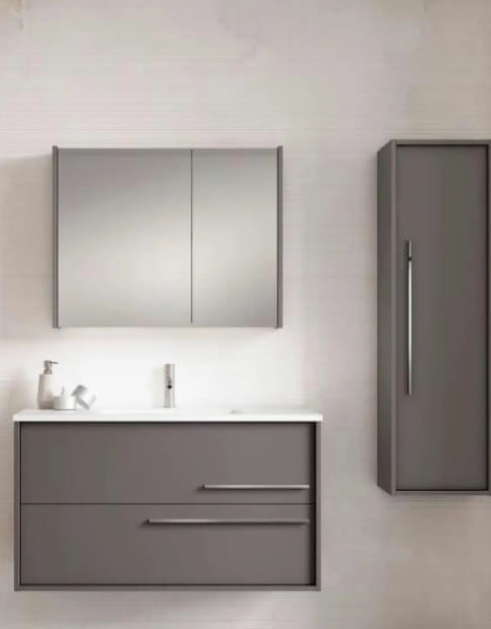 Conjunto Mueble Suspendido 2 Cajones + Lavabo Ceramico Flat – Aqua – Visobath