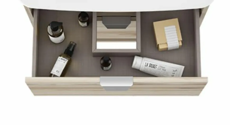 Conjunto Mueble Suspendido 2 Cajones + Lavabo Ceramico Midi Con Fondo Reducido 35,5 Cm – Midi – Visobath