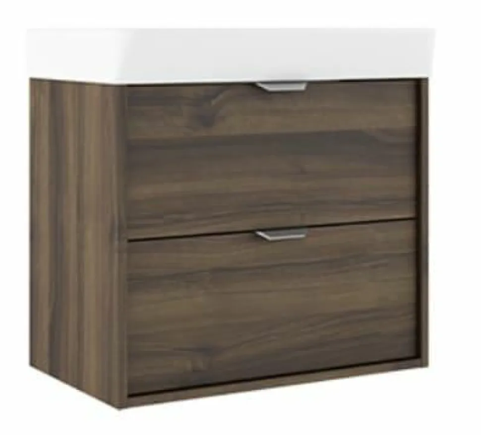 Conjunto Mueble Suspendido 2 Cajones + Lavabo Ceramico Midi Con Fondo Reducido 35,5 Cm – Midi – Visobath