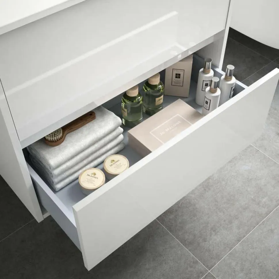 Conjunto Mueble Suspendido 2 Cajones Y Lavabo De Porcelana – Noja – Salgar