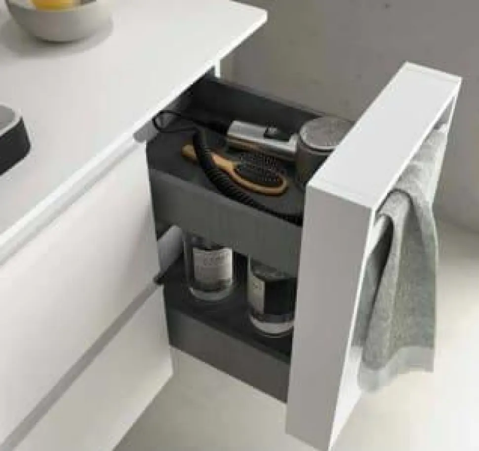Conjunto Mueble Suspendido 2 Cajones + 1 Cajón Con Toallero Extraible Y Lavabo De Porcelana – Spirit – Salgar