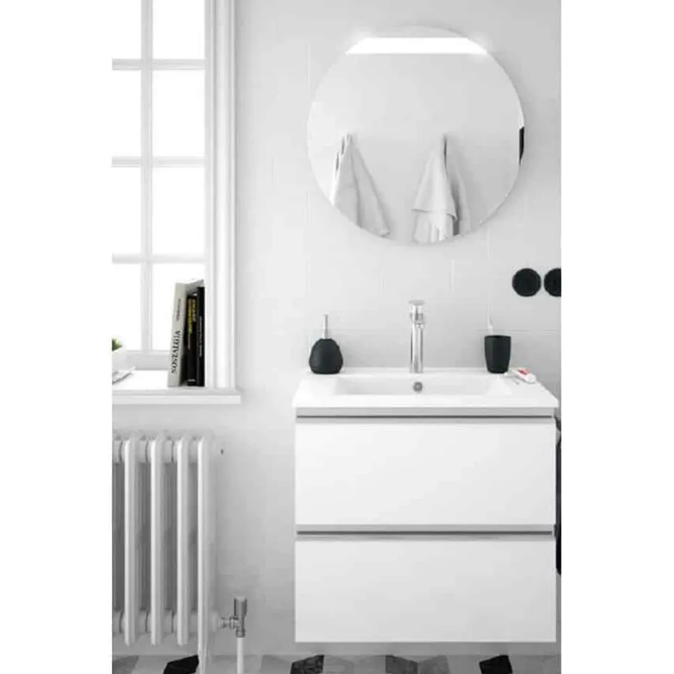 Conjunto Mueble Suspendido 2 Cajones + 1 Cajón Con Toallero Extraible Y Lavabo De Porcelana – Spirit – Salgar