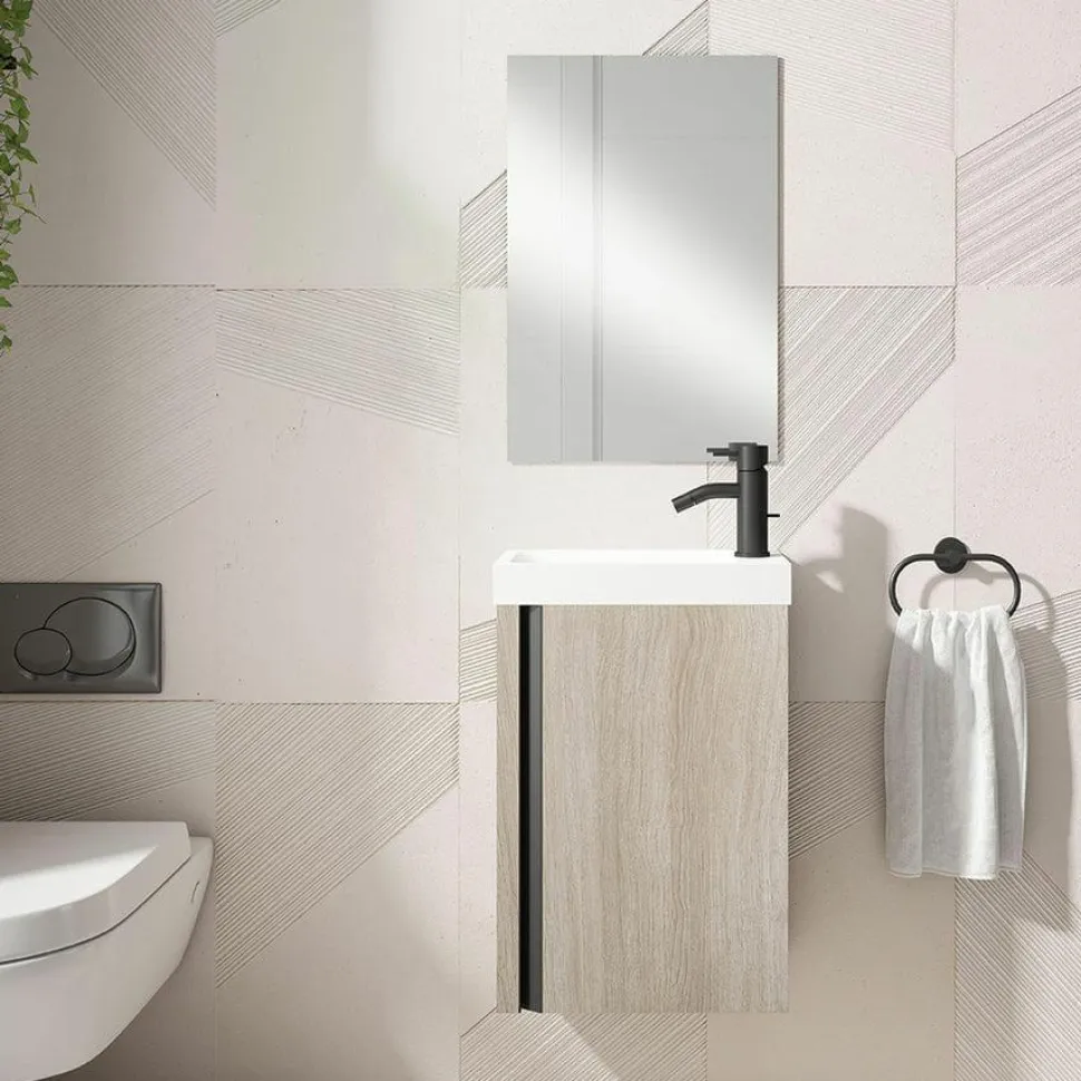 Conjunto Mueble Suspendido + Lavabo + Espejo Fondo Reducido De 40 Cm – Lagos – Visobath
