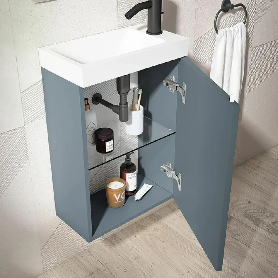 Conjunto Mueble Suspendido + Lavabo + Espejo Fondo Reducido De 40 Cm – Lagos – Visobath