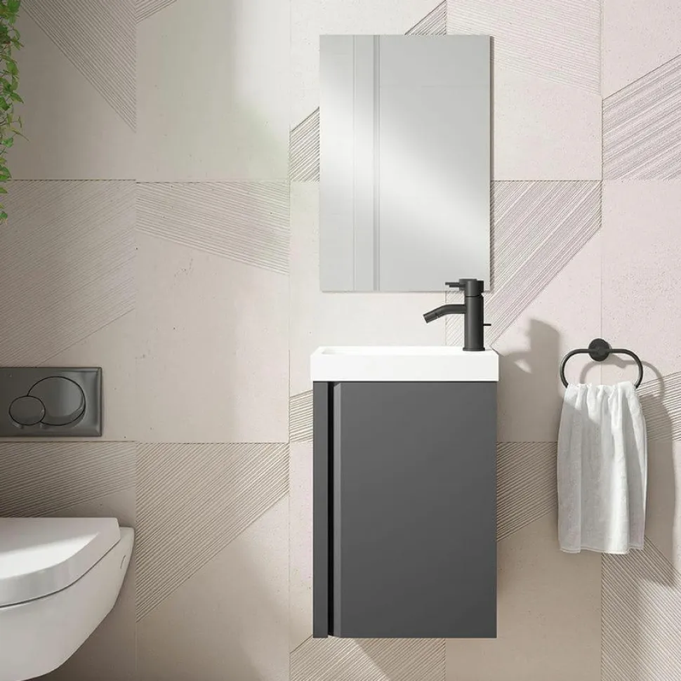 Conjunto Mueble Suspendido + Lavabo + Espejo Fondo Reducido De 40 Cm – Lagos – Visobath