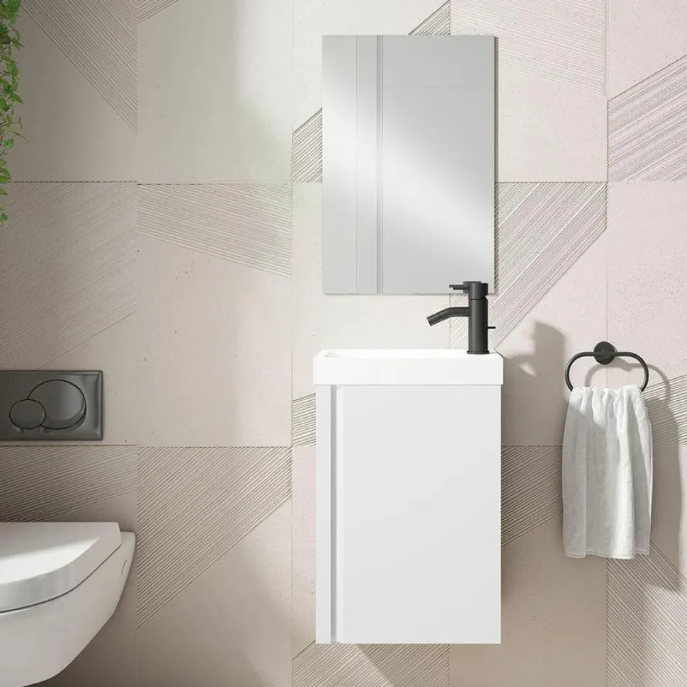 Conjunto Mueble Suspendido + Lavabo + Espejo Fondo Reducido De 40 Cm – Lagos – Visobath